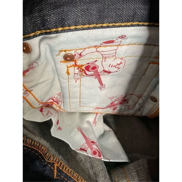 True Religion Billy  Seat 34 Jeans Size 38‎ Orange and Yellow Stitching EUC - Picture 5 of 13